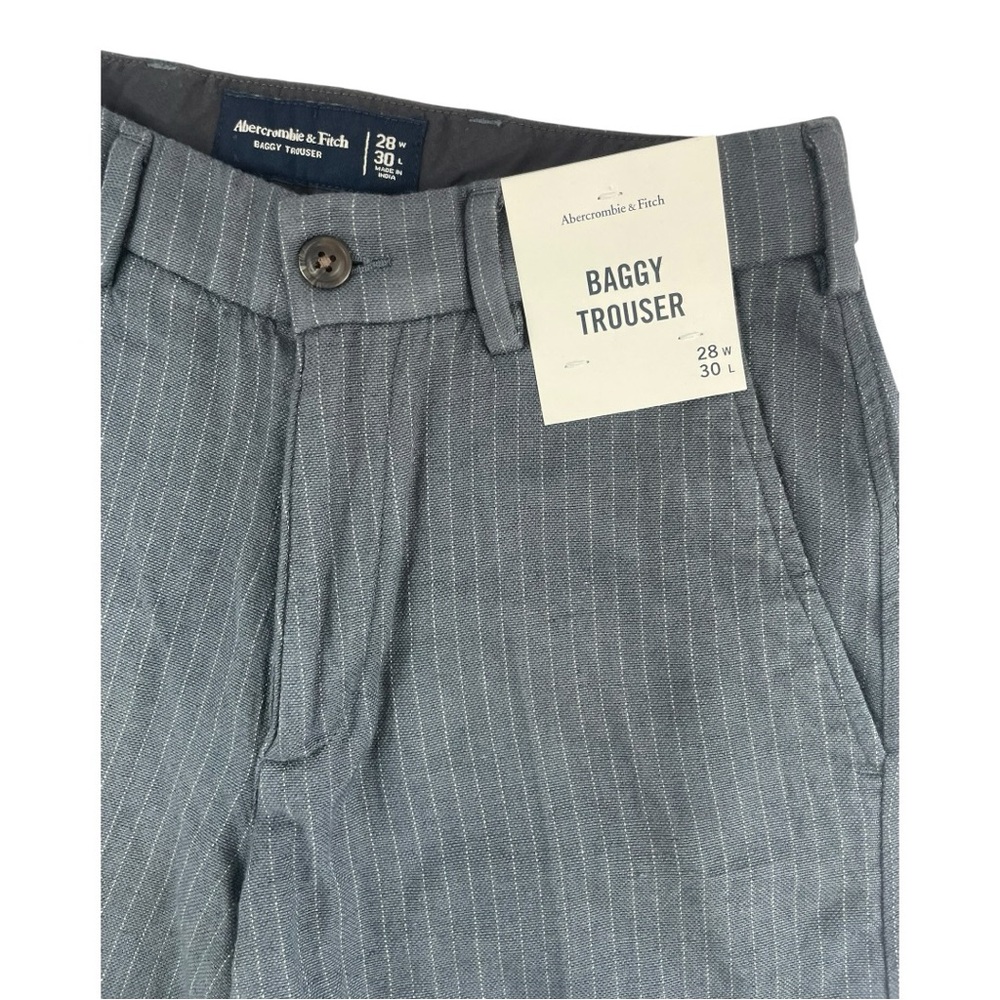 Abercrombie & Fitch Baggy Trousers Gray StripePants Men’s Size 28x30 $90 NWT - Picture 3 of 8